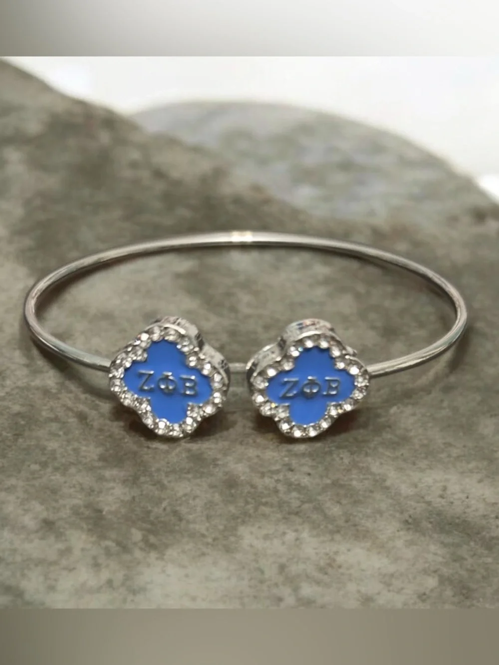Zeta Phi Beta Clover Shaped Single Bangle Bracelet - Picture 1 of 5